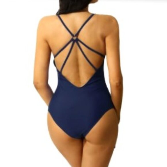 NEW RUFFLE STRAPPY BACK ONE PIECE SWIMSUIT - Picture 2 of 9